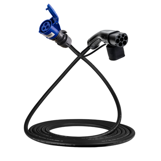 Cavo adattatore tipo 2 (lato stazione di ricarica) su presa commando blu a 3 poli